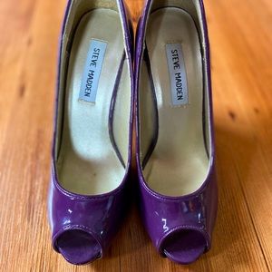 Purple peep toe heels